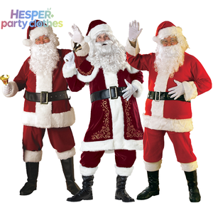 HESPER Costume de Père Noël Rouge en Velours de Luxe, Tenue de Fête et de Festival pour Homme, Costume de Cosplay de Noël pour Adulte et Famille, Meilleure Vente - Product Image 1