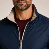 Veste matelassée double face en coton pour homme, avec poignets élastiques en polyester et élasthanne, coupe-vent, décontractée pour le quotidien