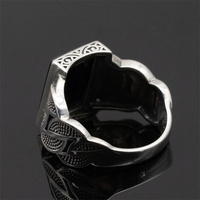 Bague pour homme en argent sterling 925 avec pierre noire, bagues islamiques pour homme