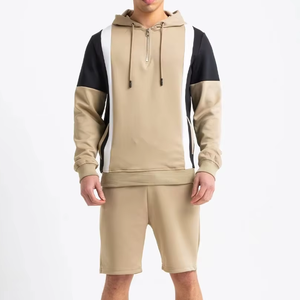 Customized Men's Autumn Breathable Solid Color Hoodie and Short <b>Set</b> with Custom Logo Casual Wear For New Sale - Product Image 1
