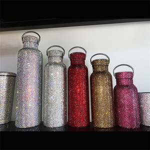Botella de Agua con Cristales Brillantes, Diamantes de Imitación, Acero Inoxidable, 500 ml, 600 ml, Termos - Product Image 4