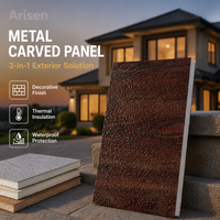 Panel Sándwich de Metal Galvanizado de 16 mm con Relieve Exterior, Panel de Poliuretano con Interlámina de Espuma y Acabado de Madera, para Paredes de Casas Prefabricadas y Villas Modernas