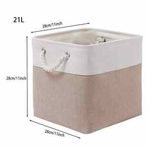 Conteneur de rangement en tissu de lin écologique moderne et durable, poignées renforcées, pliable, résistant à l'humidité, boîte de rangement multi-usages - Product Image 2