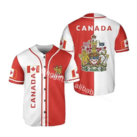 Vente en gros à bas prix Drapeau du Canada personnalisé Feuille d'érable canadienne fait maillot de baseball respirant Chemises de baseball pour hommes à vendre