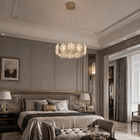 Collection de lustres floraux de luxe en cristal avec fleurs en verre texturé, pétales en cristal facetté, LED à intensité variable, garantie de 2 ans