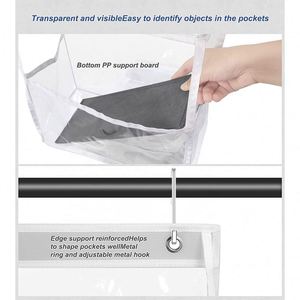 PVC Transparent Hot Sale <b>Baskets</b> Wholesale Low Price Hospital Hotel Nursery Door Crib and Hanging Storage Organizer with Hooks - Product Image 5