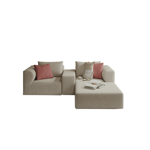 Sofá nórdico de espuma en forma de L, combinación gratuita de tela tapizada, Canapé Modular para sala de estar, comprimido con Ottaman, fácil de instalar - Product Image 2