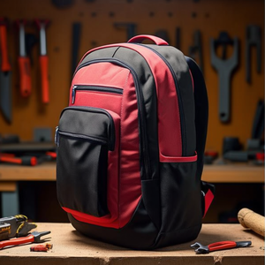 Ttake Heavy Duty Backpack <b>Tool</b> <b>Bag</b> Red Black Large Capacity - Product Image 3