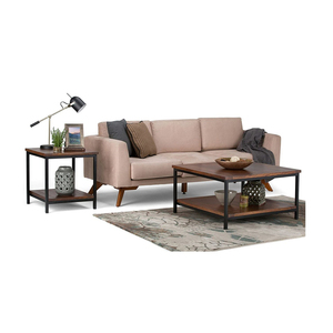 Table basse industrielle moderne en brun <span class=keywords><strong>cognac</strong></span> foncé avec rangement, 1 étagère, table basse carrée - Product Image 3