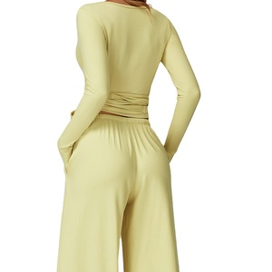 Top Deportivo <span class=keywords><strong>LANGHE</strong></span> Personalizado de Alta Calidad, de Secado Rápido, Manga Larga, Cuello en V Profundo, Estilo Envolvente, para Yoga, Running y Deportes para Mujer - Product Image 3