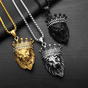 Edelstahl Große Löwenkopf Anhänger Halskette Herren-und Damen schmuck Geschenke Tier könig Retro Fashion Trend Halskette - Product Image 1