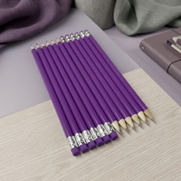 Ensemble de crayons ronds en bois violet personnalisés avec gomme intégrée pour bureau et école, certifiés EN71 ISO, vente en gros directe usine