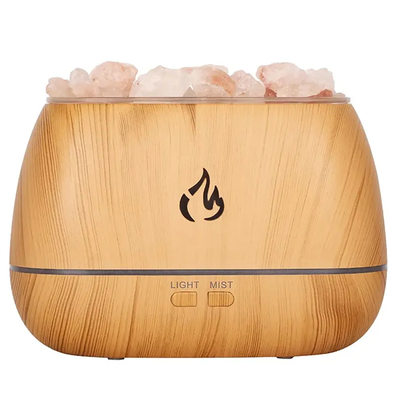 2023 Nieuwe Unieke Product Hot Sale 240Ml Zout Steen Vuur Aroma Diffuser Ultrasone Led Vlam Lucht Etherische Olie Luchtbevochtiger