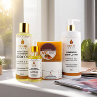 Set de Cuidado de la Piel Luminoso con Colágeno, Vitamina C y E, Infusión de Glutatión, Sin Hidroquinona, Aceite Corporal, Loción, Sérum, Set Aclarante