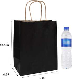 Sacs en papier noir personnalisés de haute qualité, imprimés sur mesure, certifiés écologiques, pour l'emballage de produits de boulangerie et de vêtements - Product Image 2