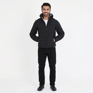 2026 Winter Season <b>Men's</b> Lightweight Black <b>Puffer</b> <b>Jacket</b> with <b>Hood</b> for Outdoor Wear - Product Image 1