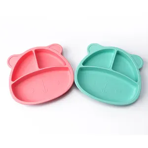 Kids Plate Stick To Table Silikon Grip Dish Zusammen genommen solide Fütterung Baby Feeding Bowl Kleinkind Teller mit Absaugung