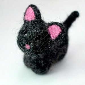Handmade Felt Kittens <b>Wool</b> Craft Cats White <b>Brown</b> Black Animal Shape Decor For Home Child Indoor Use - Product Image 3