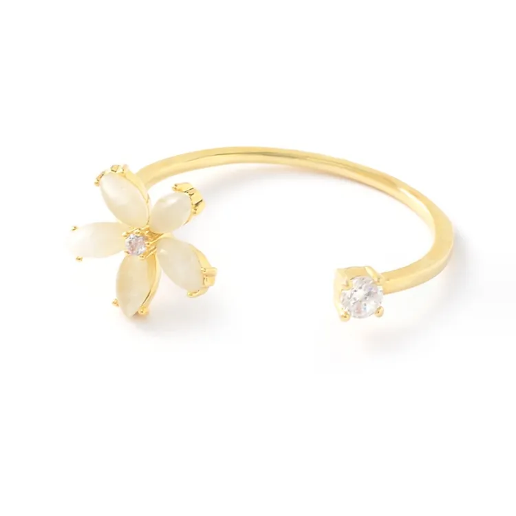 JZ10182 koreanische Katzenauge Blume mikro inlaid Zirkon Ring verstellbare Frauen kleine Gänseblümchen Blume Öffnungs ring Ring