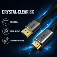 Câble adaptateur DP vers HDMI mâle-mâle avec conducteur en cuivre nu et gaine tressée en nylon pour ordinateur portable, moniteur, HDTV