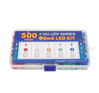 Diode électroluminescente LED F5 5mm en boîte - 5 couleurs - 100 pièces par couleur - Total 500 pièces