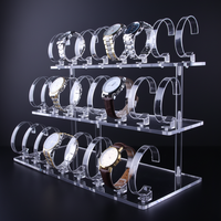 Support de présentation de montres et bracelets en acrylique transparent à 2 niveaux, pliable, rotatif et portable, au design unique, pour les magasins de détail