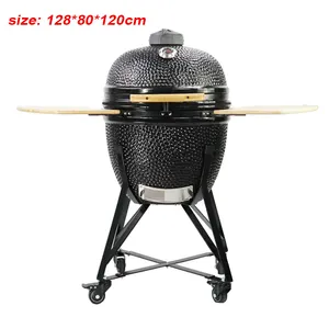Topq — grand BBQ d'extérieur en forme ovale 23 ", barbecue, Kamado, en céramique, charbon de bois, Portable