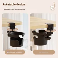 Support de tasse rotatif en plastique à un niveau avec trou et clip pour table, étagère de rangement pour café et boissons