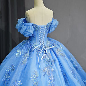 Jancember 6729 paillettes bleues dentelle Vestidos De 15 Anos robes de soirée - Product Image 6