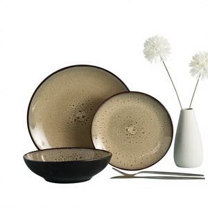 Deluxe Handmade Durable Reactive Glaze Ceramic Dinner <b>Set</b> with Speckled Japanese Stoneware Texture <b>Microwave</b> & Dishwasher Safe - Product Image 1