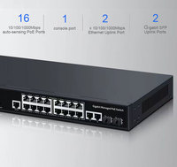 L2 20 port 10/100/1000 Mbps Ethernet Poe Switch Gigabit jaringan Switch dengan 2 SPF dikelola Poe port untuk CCTV
