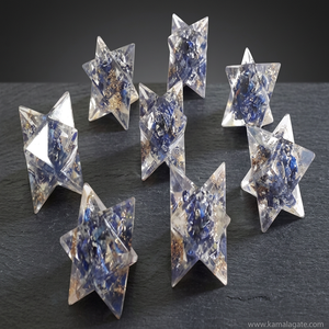 Décoration suspendue étoile Merkaba en fluorite bleue, artisanat en pierres semi-précieuses faites à la main - Product Image 3