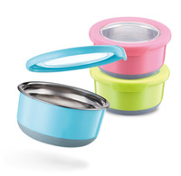 Boîtes à lunch en silicone, contenants alimentaires étanches avec couvercles en silicone, contenants à collation réutilisables en acier inoxydable pour enfants, camping