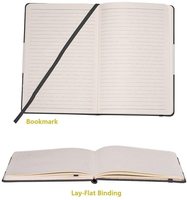 Agenda en faux cuir taille A5 100 feuilles de poche alignées à plat cahier de notes à fermeture élastique à feuilles mobiles pour l'écriture et la lecture