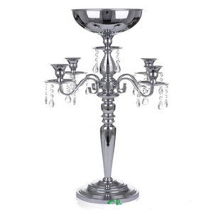 Bougeoir de mariage en argent à 5 bras, pour une utilisation de luxe, candélabres en métal doré, TABLE de mariage, cadeau de luxe, bougeoir bol en verre - Product Image 4