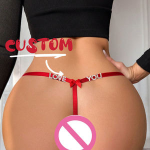 DIY Custom Letters <strong>G</strong> <strong>String</strong> Underwear Tanga Sexy Ladies Hollow Out Heart Shape T Back Women's Red Chain <strong>Panties</strong> Thongs - Product Image 1