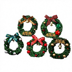 LANJO Christmas <b>Wreath</b> Round Pine Garland Artificial Holiday Door Decoration Red Gold Bow Merry Christmas - Product Image 3