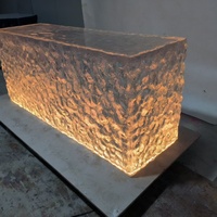 Comptoir de bar en résine transparente personnalisé, table de salle à manger illuminée pour hôtel et villa, table en résine avec éclairage LED, comptoir de bar