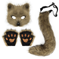 DAMAI Ensemble de Costume Cosplay Renard, Chat, Loup avec Queue et Gants Patte Moelleuse en Fausse Fourrure pour Femme, pour Fête d'Halloween, Fabriqué au Zhejiang, Chine