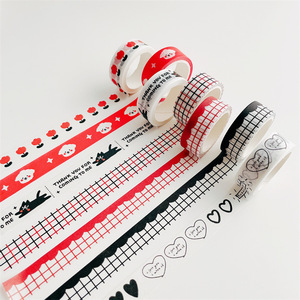 Negro Blanco Azul Washi Tape Gracias Lindo Kawaii Anime Washi Cintas adhesivas a granel - Product Image 4