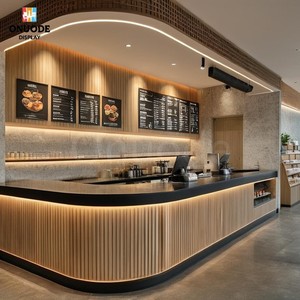 Custom <strong>Modern</strong> Fast <strong>Food</strong> <strong>Counter</strong> &amp; Coffee Kiosk | LED <strong>Display</strong> for Shopping Mall Retail | Turnkey Store Solutions - Product Image 3
