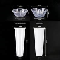 2 en 1 24OZ 700ml Gobelets jetables en plastique PP avec couvercles Gobelets colorés avec paille et pop-corn Gobelets pour jus de fruits avec bol sur le dessus