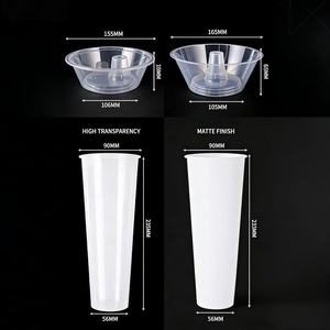 2 في 1 24 أونصة من بلاستيك PP للاستعمال مرة واحدة كوب من القش الملون وعصير فواكه الفشار كوب مشروبات خفيفة مع وعاء في الأعلى - Product Image 4