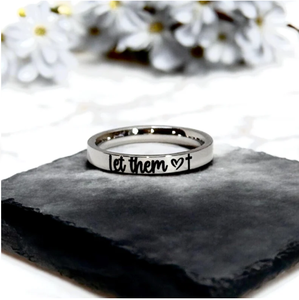 Laissez-les anneau Self Care Empowerment Gift Motivational Jewelry Inspirational Gravé Cross Her Self Love Encouragement - Product Image 2