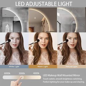 <span class=keywords><strong>Grand</strong></span> <span class=keywords><strong>miroir</strong></span> LED intelligent en forme de <span class=keywords><strong>demi</strong></span>-lune pour salle de bain, sans cadre, rétroéclairé, interrupteur tactile, éclairé - Product Image 3