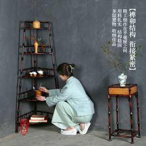 Handmade Bamboo Triangular Display Shelf Freestanding Tea Rack Storage Ornament With Reinforced Support Strong Load Capacity - Product Image 4
