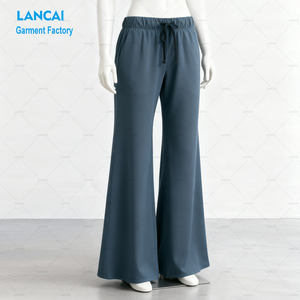 Nouveauté, vêtements de détente personnalisables pour femmes, pantalons de survêtement évasés baggy à jambe large en molleton éponge de coton - Product Image 3