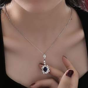 Collar de mujer de Plata de Ley 925 de alta calidad a la moda Glamour, colgante de corte ovalado para compromiso o boda - Product Image 6