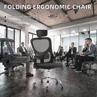 Chaise de bureau ergonomique en maille, chaise de formation moderne empilable avec soutien lombaire et fonction inclinable, accoudoirs et roulettes