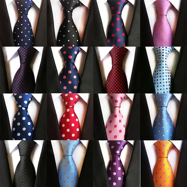 Fashion Mens Formal Cheap Tie Polyester Color White Polka Dot Necktie